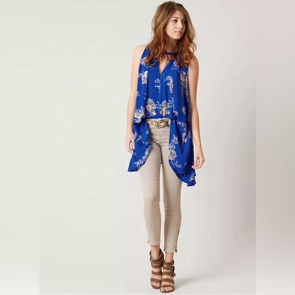 Free People Snap Out Of It Tree Swing Tunic in Blue Combo Size Small